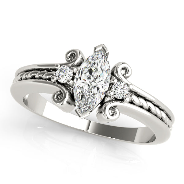 Heirloom Color Rings Marquise Diamond Engagement Ring — 9K/18K Gold & Platinum