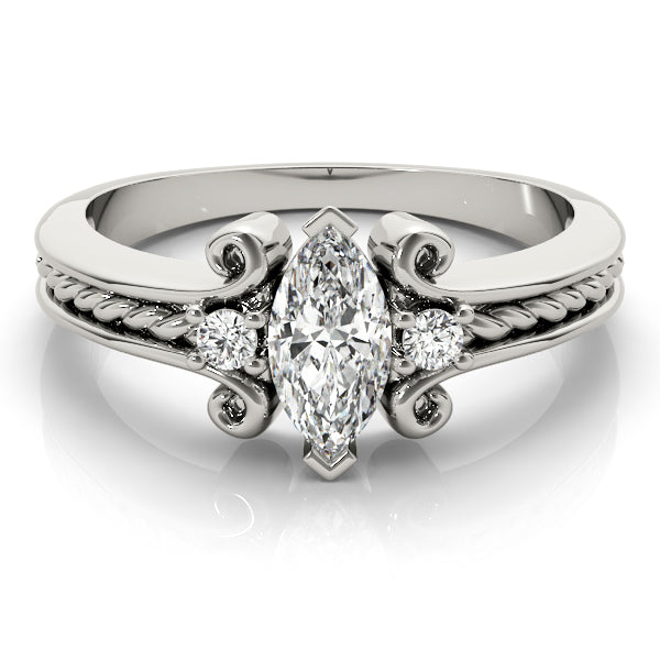 Heirloom Color Rings Marquise Diamond Engagement Ring — 9K/18K Gold & Platinum