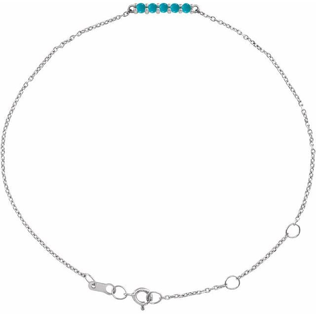 Natural Turquoise Round Cabochon Bar Bracelet In Set
