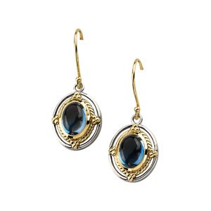 London Blue Topaz Oval Stud Earrings in Gold and Platinum