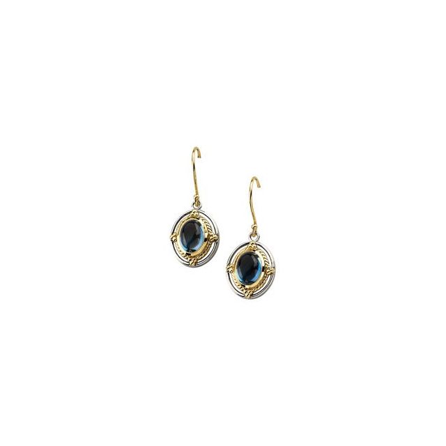 London Blue Topaz Oval Stud Earrings in Gold and Platinum