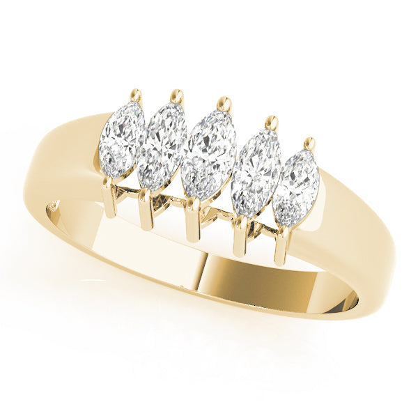 Fancy Marquise Half Eternity Ring in Gold & Platinum