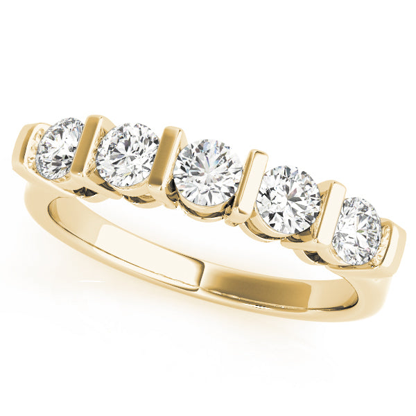 Bar Set Half Eternity Ring in Gold & Platinum