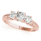 Iconic Three-Stone Round Diamond Engagement Ring — 9K/18K Gold & Platinum