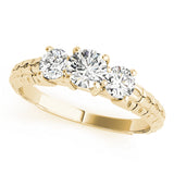 Iconic Three-Stone Round Diamond Engagement Ring — 9K/18K Gold & Platinum