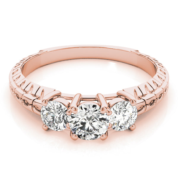 Iconic Three-Stone Round Diamond Engagement Ring — 9K/18K Gold & Platinum