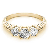 Iconic Three-Stone Round Diamond Engagement Ring — 9K/18K Gold & Platinum