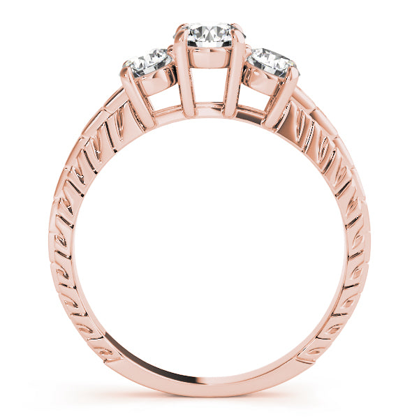 Iconic Three-Stone Round Diamond Engagement Ring — 9K/18K Gold & Platinum