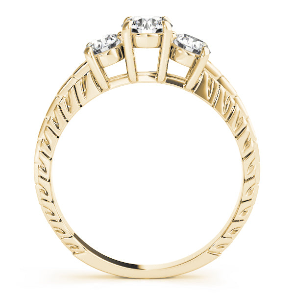 Iconic Three-Stone Round Diamond Engagement Ring — 9K/18K Gold & Platinum