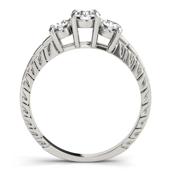Iconic Three-Stone Round Diamond Engagement Ring — 9K/18K Gold & Platinum