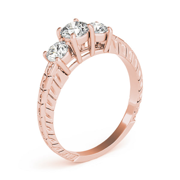 Iconic Three-Stone Round Diamond Engagement Ring — 9K/18K Gold & Platinum