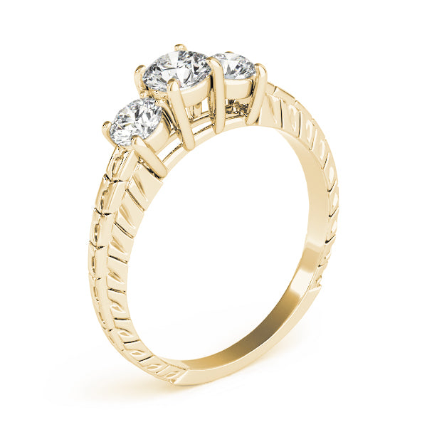 Iconic Three-Stone Round Diamond Engagement Ring — 9K/18K Gold & Platinum