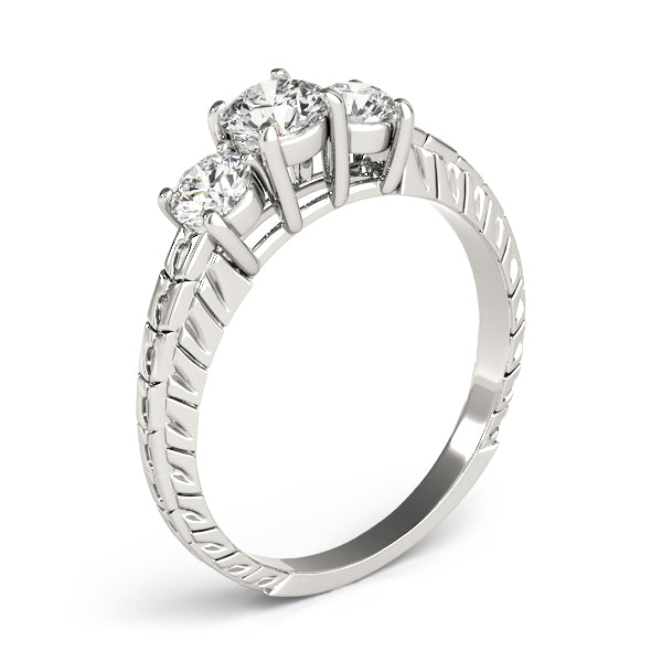 Iconic Three-Stone Round Diamond Engagement Ring — 9K/18K Gold & Platinum