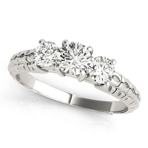 Iconic Three-Stone Round Diamond Engagement Ring — 9K/18K Gold & Platinum