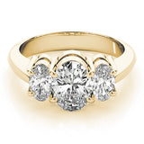 Signature Three-Stone Oval Diamond Engagement Ring — 9K/18K Gold & Platinum