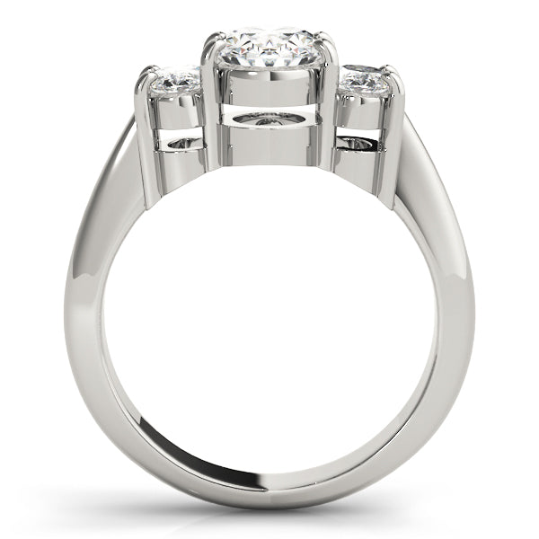 Signature Three-Stone Oval Diamond Engagement Ring — 9K/18K Gold & Platinum