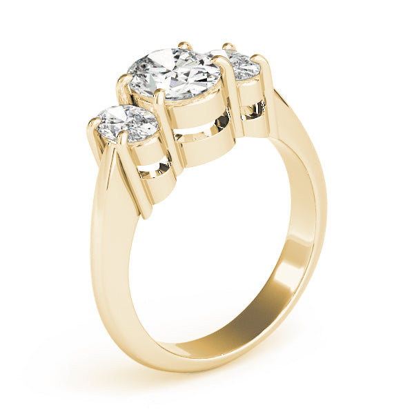 Signature Three-Stone Oval Diamond Engagement Ring — 9K/18K Gold & Platinum