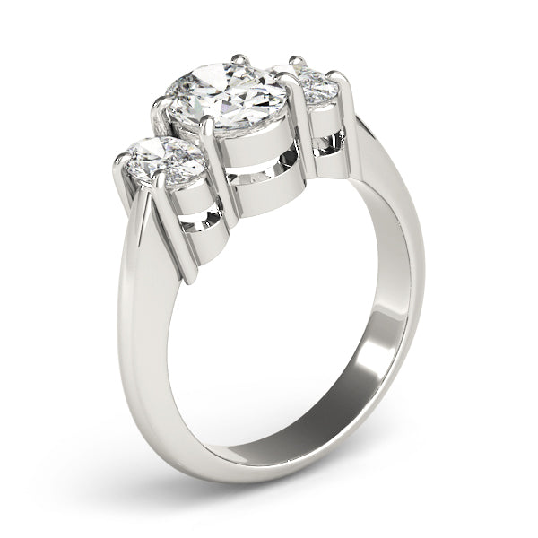 Signature Three-Stone Oval Diamond Engagement Ring — 9K/18K Gold & Platinum