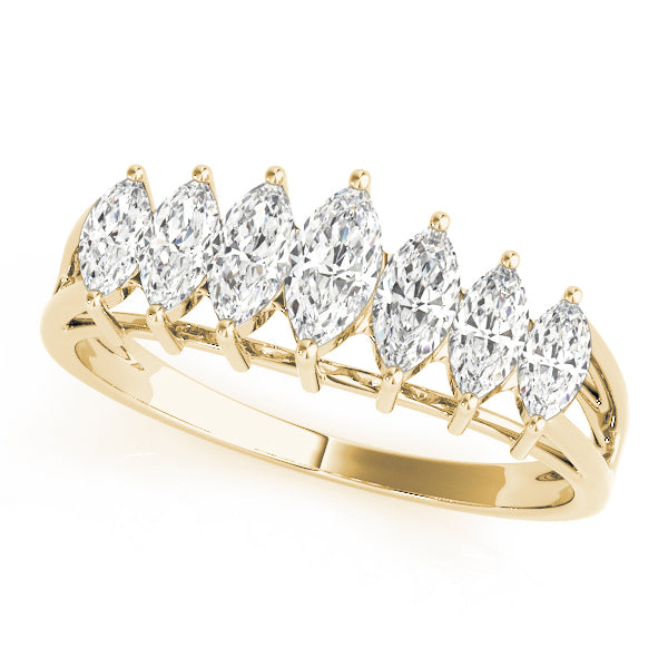Fancy Marquise Half Eternity Ring in Gold & Platinum