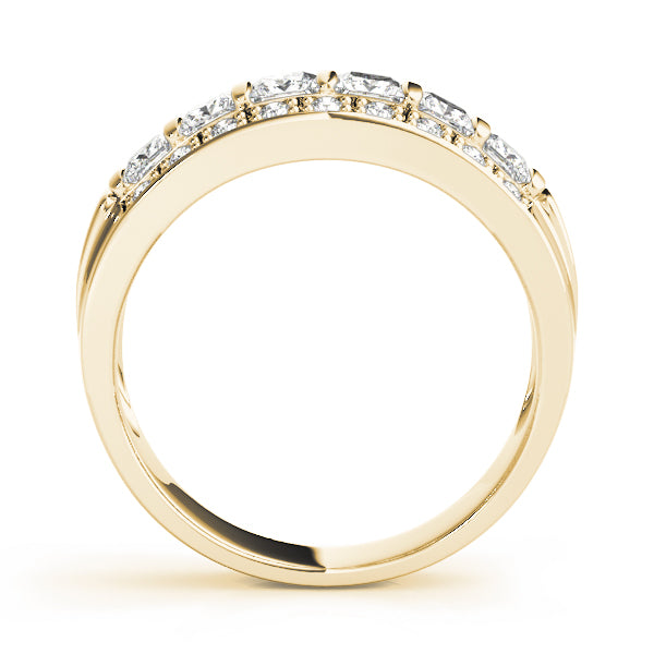 Multirow Fancy Princess Cut Half Eternity Ring in Gold & Platinum