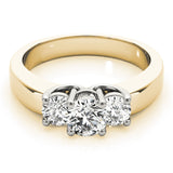 Bespoke Three-Stone Round Diamond Engagement Ring — 9K/18K Gold & Platinum