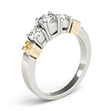 Bespoke Three-Stone Round Diamond Engagement Ring — 9K/18K Gold & Platinum