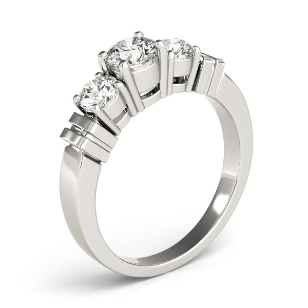 Bespoke Three-Stone Round Diamond Engagement Ring — 9K/18K Gold & Platinum
