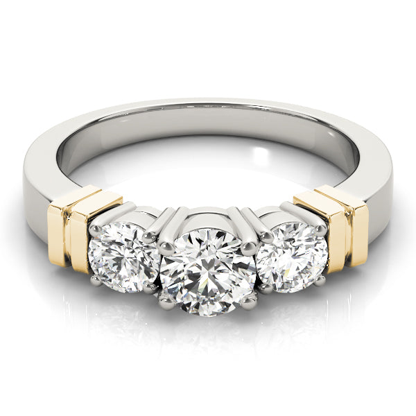 Bespoke Three-Stone Round Diamond Engagement Ring — 9K/18K Gold & Platinum