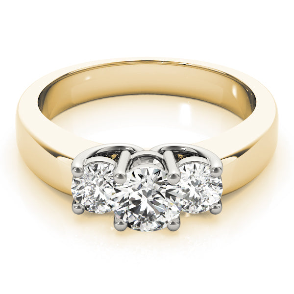 Bespoke Three-Stone Round Diamond Engagement Ring — 9K/18K Gold & Platinum