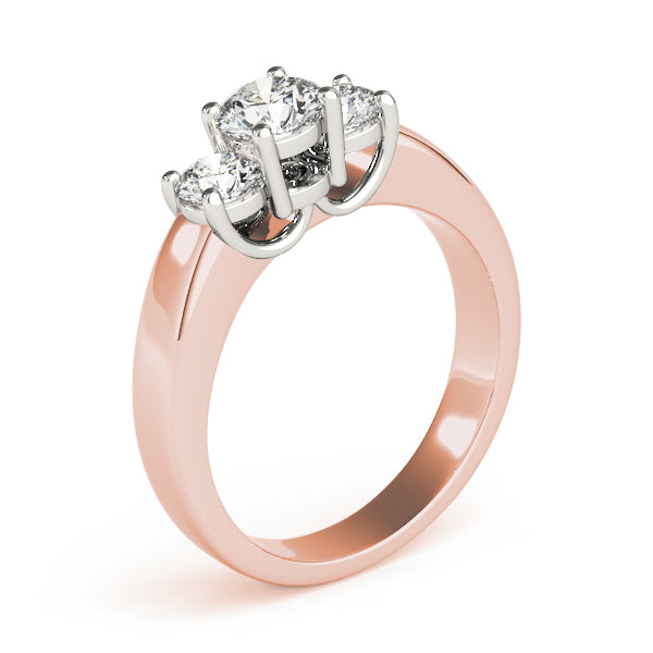 Bespoke Three-Stone Round Diamond Engagement Ring — 9K/18K Gold & Platinum