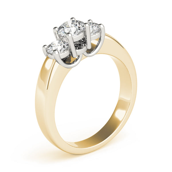 Bespoke Three-Stone Round Diamond Engagement Ring — 9K/18K Gold & Platinum
