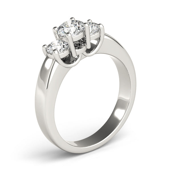 Bespoke Three-Stone Round Diamond Engagement Ring — 9K/18K Gold & Platinum