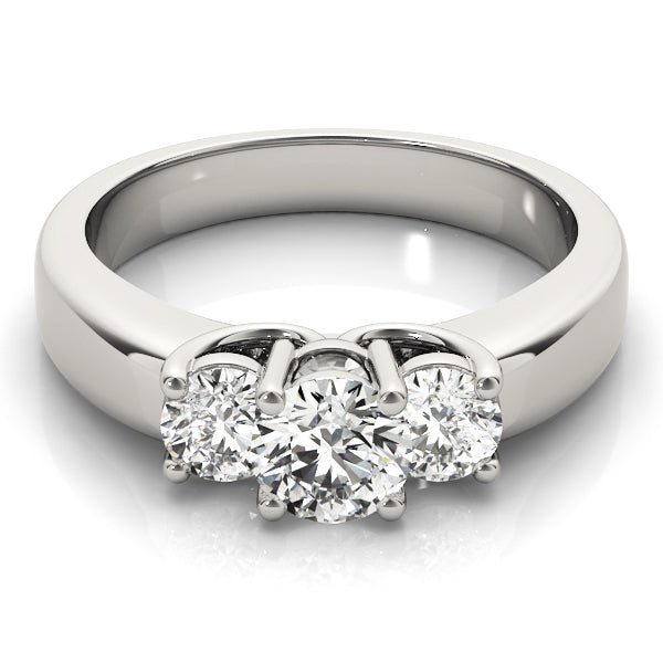 Bespoke Three-Stone Round Diamond Engagement Ring — 9K/18K Gold & Platinum