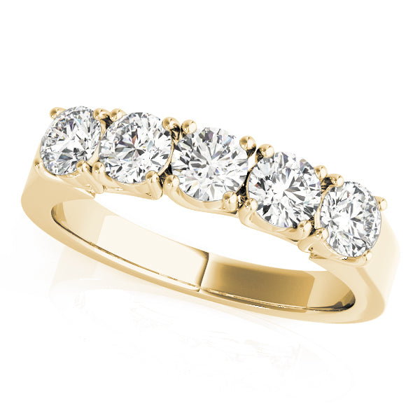 5-Stone Prong Set Half Eternity Ring in Gold & Platinum