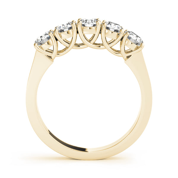 5-Stone Prong Set Half Eternity Ring in Gold & Platinum