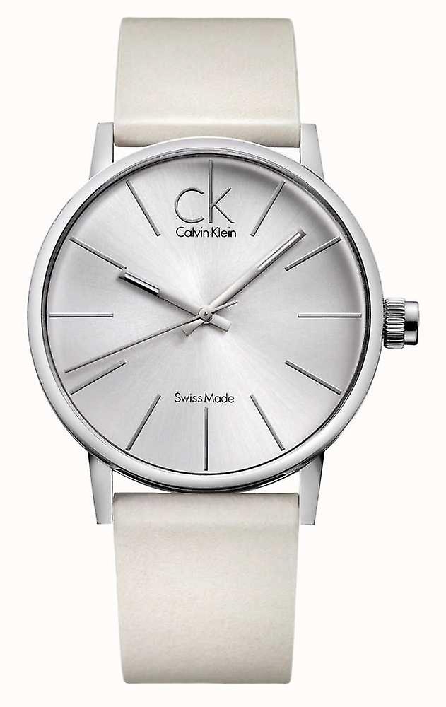 CK Calvin Klein K7621126 Minimal Silver Dial Men's Quartz Watch Beige One Size