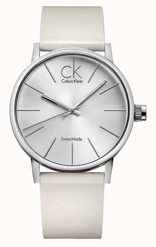 CK Calvin Klein K7621126 Minimal Silver Dial Men's Quartz Watch Beige One Size