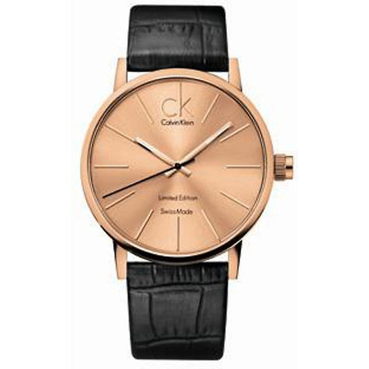 CK Calvin Klein K7621201 Post Minimal Rose Gold Dial Men's Watch Black One Size