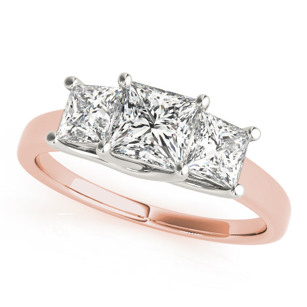 Eternal Three-Stone Princess Diamond Engagement Ring — 9K/18K Gold & Platinum