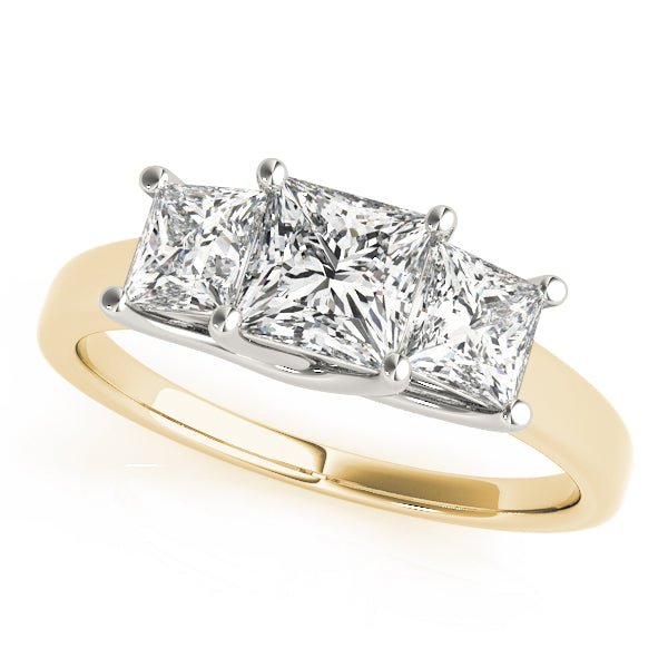 Eternal Three-Stone Princess Diamond Engagement Ring — 9K/18K Gold & Platinum
