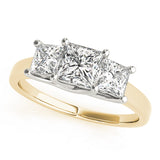 Eternal Three-Stone Princess Diamond Engagement Ring — 9K/18K Gold & Platinum