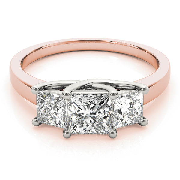 Eternal Three-Stone Princess Diamond Engagement Ring — 9K/18K Gold & Platinum