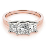 Eternal Three-Stone Princess Diamond Engagement Ring — 9K/18K Gold & Platinum