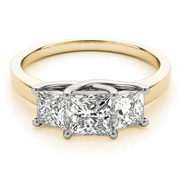 Eternal Three-Stone Princess Diamond Engagement Ring — 9K/18K Gold & Platinum