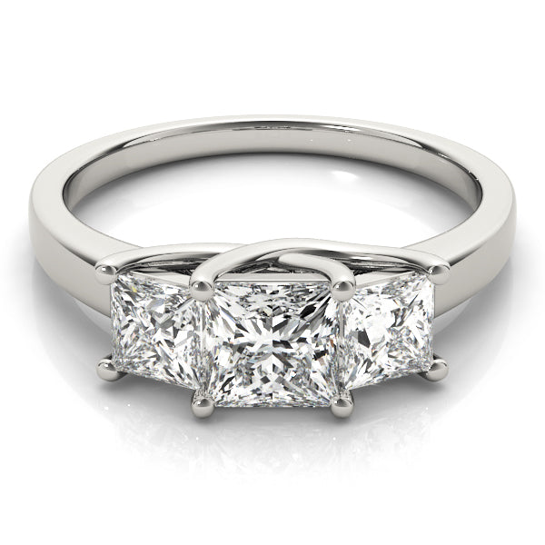 Eternal Three-Stone Princess Diamond Engagement Ring — 9K/18K Gold & Platinum