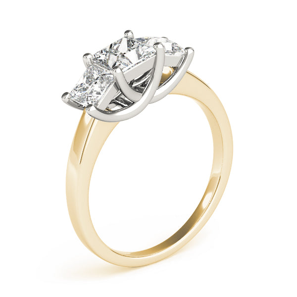 Eternal Three-Stone Princess Diamond Engagement Ring — 9K/18K Gold & Platinum