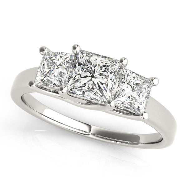 Eternal Three-Stone Princess Diamond Engagement Ring — 9K/18K Gold & Platinum