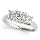 Eternal Three-Stone Princess Diamond Engagement Ring — 9K/18K Gold & Platinum