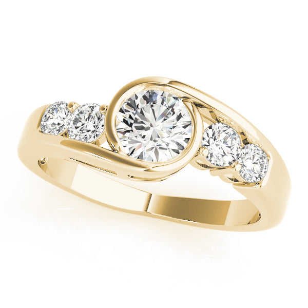 Majestic Bypass Round Diamond Engagement Ring — 9K/18K Gold & Platinum