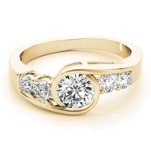 Majestic Bypass Round Diamond Engagement Ring — 9K/18K Gold & Platinum